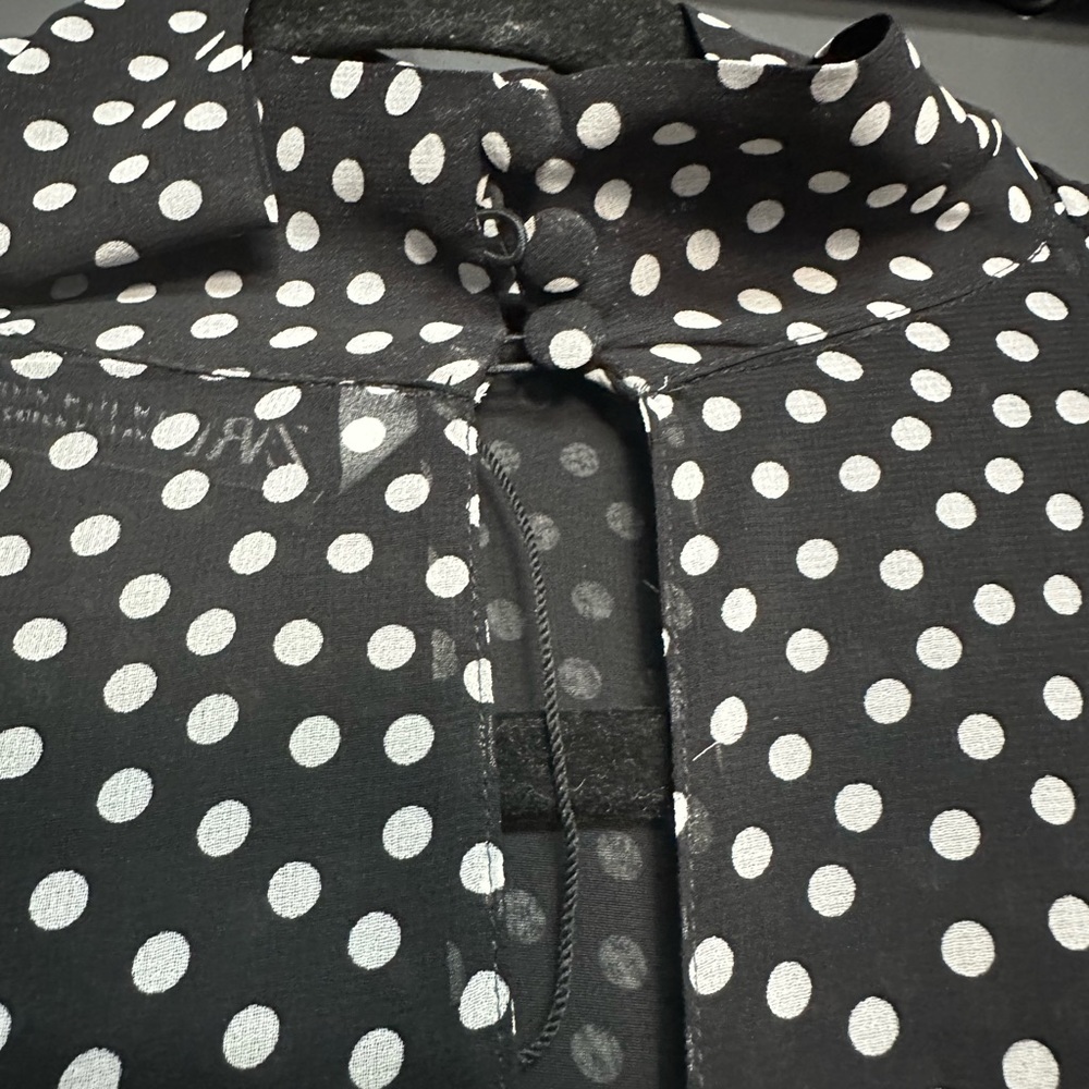 NEW Zara Polka Dot Belted Long Sleeve High Neck Maxi Dress M - Picture 8 of 9